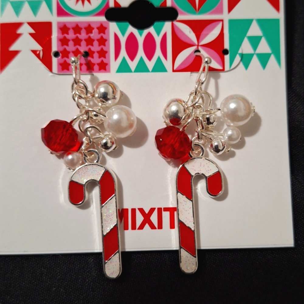 Candy cane drop earrings